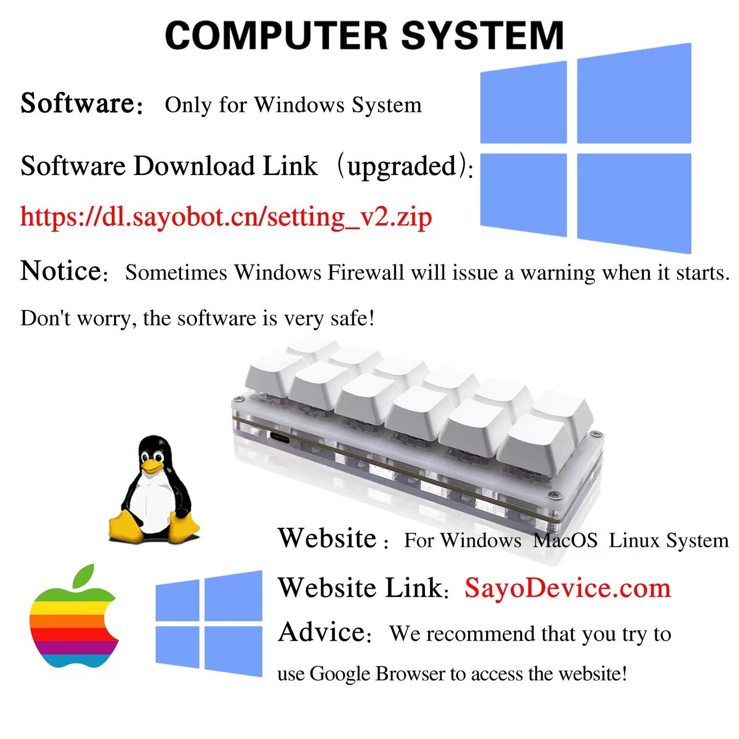 BTXETUEL 12-Key Mechanical Gaming Keyboard, Programmable, Hot Swappable, USB-C, White, SoyoDevice Model