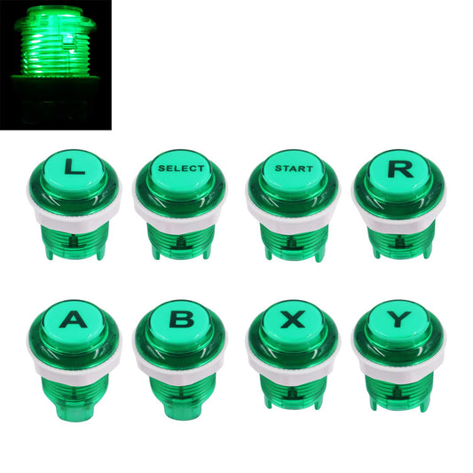 SJ@JX 8 PCS Arcade Game LED Push Buttons with Cherry MX Mechanical Keyboard Microswitch Logo X Y Start Select for PC MAME Raspberry Pi Green