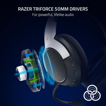 Razer Kaira HyperSpeed Wireless Gaming Headset - 50mm Drivers, 30 Hr Battery, Bluetooth - White/Black - PS5/PS4/PC/Mobile