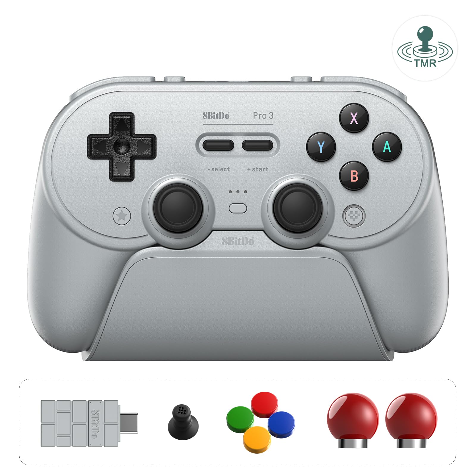 8BitDo Pro 3 Bluetooth Controller for Switch/Switch 2  TMR Joysticks  Programmable Pro Back Buttons&R4/L4 Bumpers  Hall/Tactile Triggers  Swappable ABXY Buttons  for Windows Apple SteamOS Android Grey