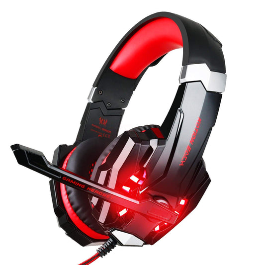 BlueFire ZN33R-123 Stereo Gaming Headset - Noise Cancelling, Over Ear, LED Light, Black-Red for PS4, PS5, PC, Xbox One, Nintendo Switch