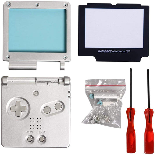 Timorn GBA SP Shell Replacement Pack - Silver, Model T216, Durable Shell Housing for Gameboy Advance SP