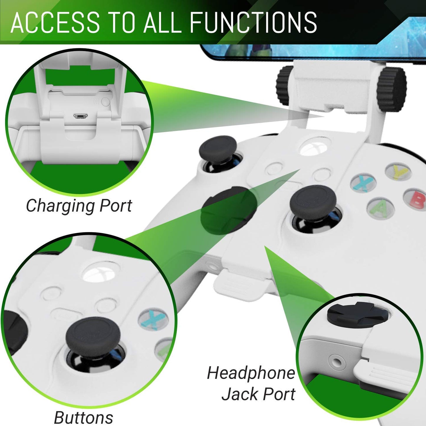 Orzly Xbox Series X Controller Mobile Gaming Clip - Adjustable Phone Holder, Robot White, Model: 2XBOXCLIPWHT, 85mm Size