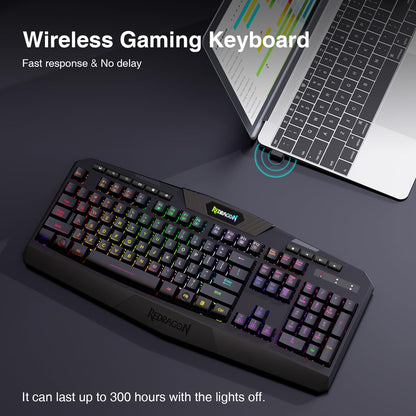 Redragon K503 Wireless Gaming Keyboard - RGB LED, 3-Mode (2.4G/BT/USB), Programmable, Black