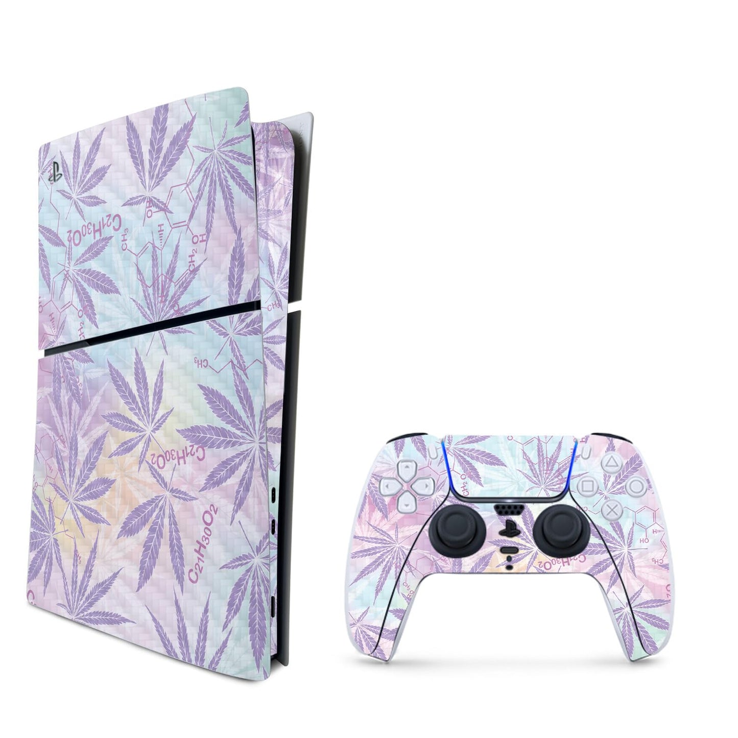 MightySkins Carbon Fiber Skin for PS5 Playstation 5 Slim Digital Edition Bundle - Pastel Mary Protective  Durable Textured Carbon Fiber Finish Easy to Apply Made in The USA