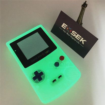 EXSEK GBC Shell Replacement Case Cover for Gameboy Color, Luminous Green Backlight, Model EXGBCLUM