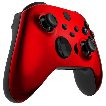 eXtremeRate Custom Shell for Xbox Controller - Chrome Red Faceplate Cover, Model FX3D403, Durable Plastic Replacement Accessory