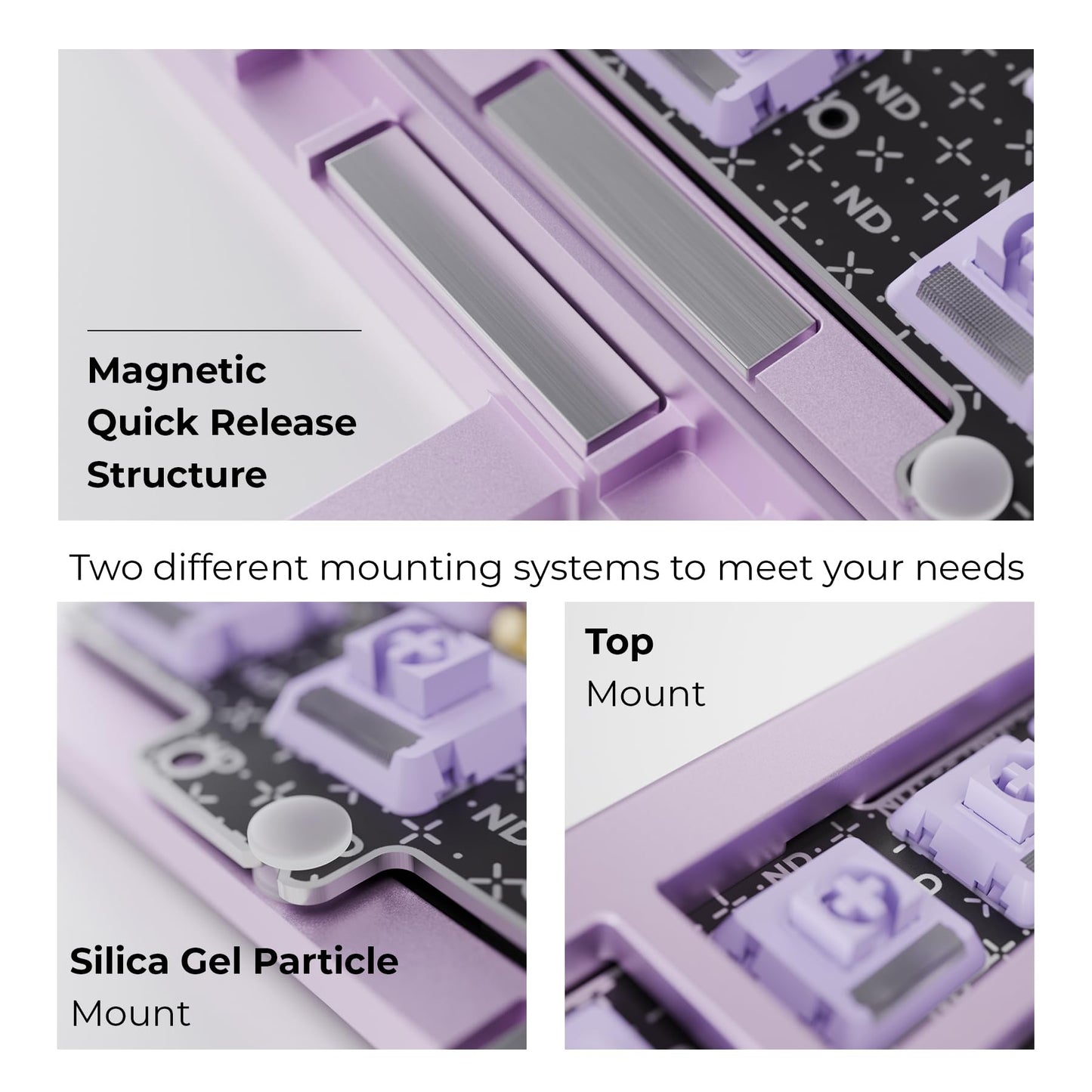 OOCTPK Mechanical Keyboard - Chilkey ND75 LP Wireless, LCD Screen, RGB Custom, UltraThin, Purple, PC/Mac Compatible