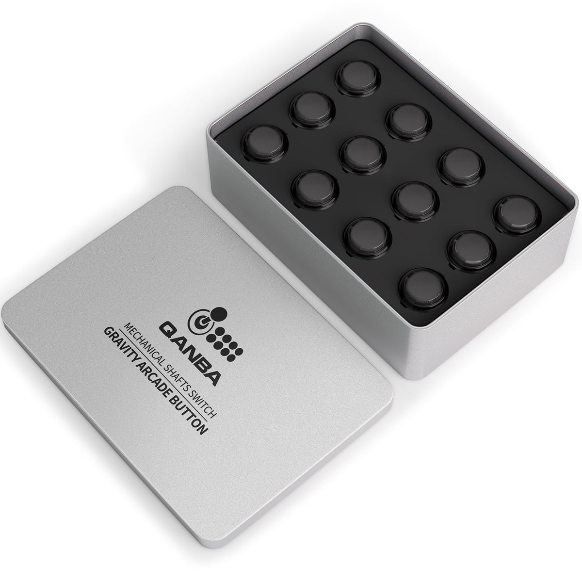 Qanba Gravity KS Mechanical Shafts Silent Pushbutton 24mm Snap-in (Boxed (Clear Black E04(12 pcs)