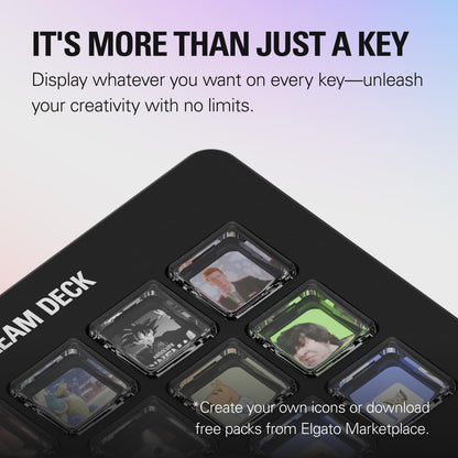 Elgato Stream Deck Workflow Controller with Customizable Macro Keys, Black, Model 20GBL9901, Compatible with OBS, Twitch, Discord, Teams, Photoshop