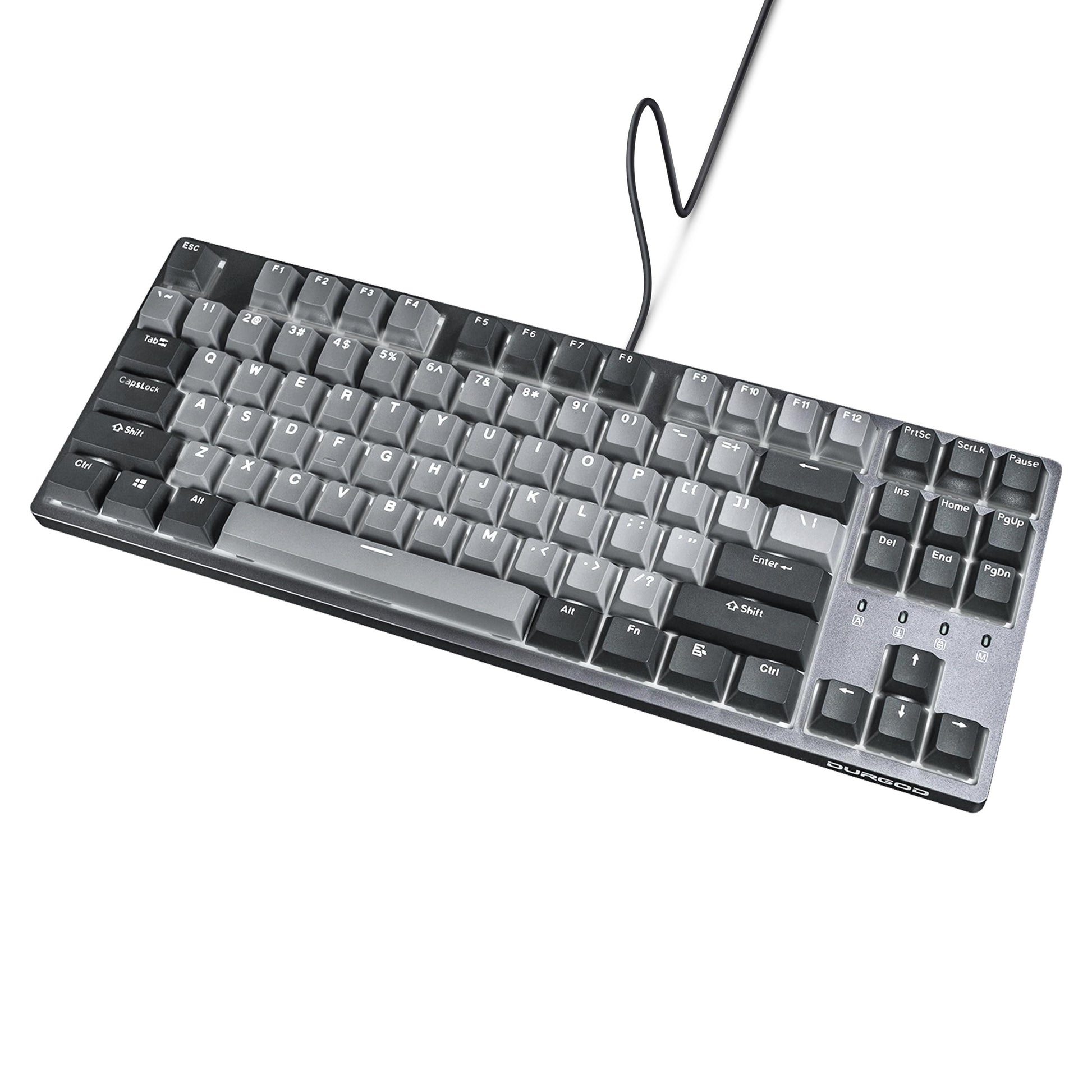 DURGOD K320 TKL Mechanical Keyboard | 87 Keys | Cherry Silent Red | USB C Wired | Grey Backlit | Doubleshot PBT Keycaps