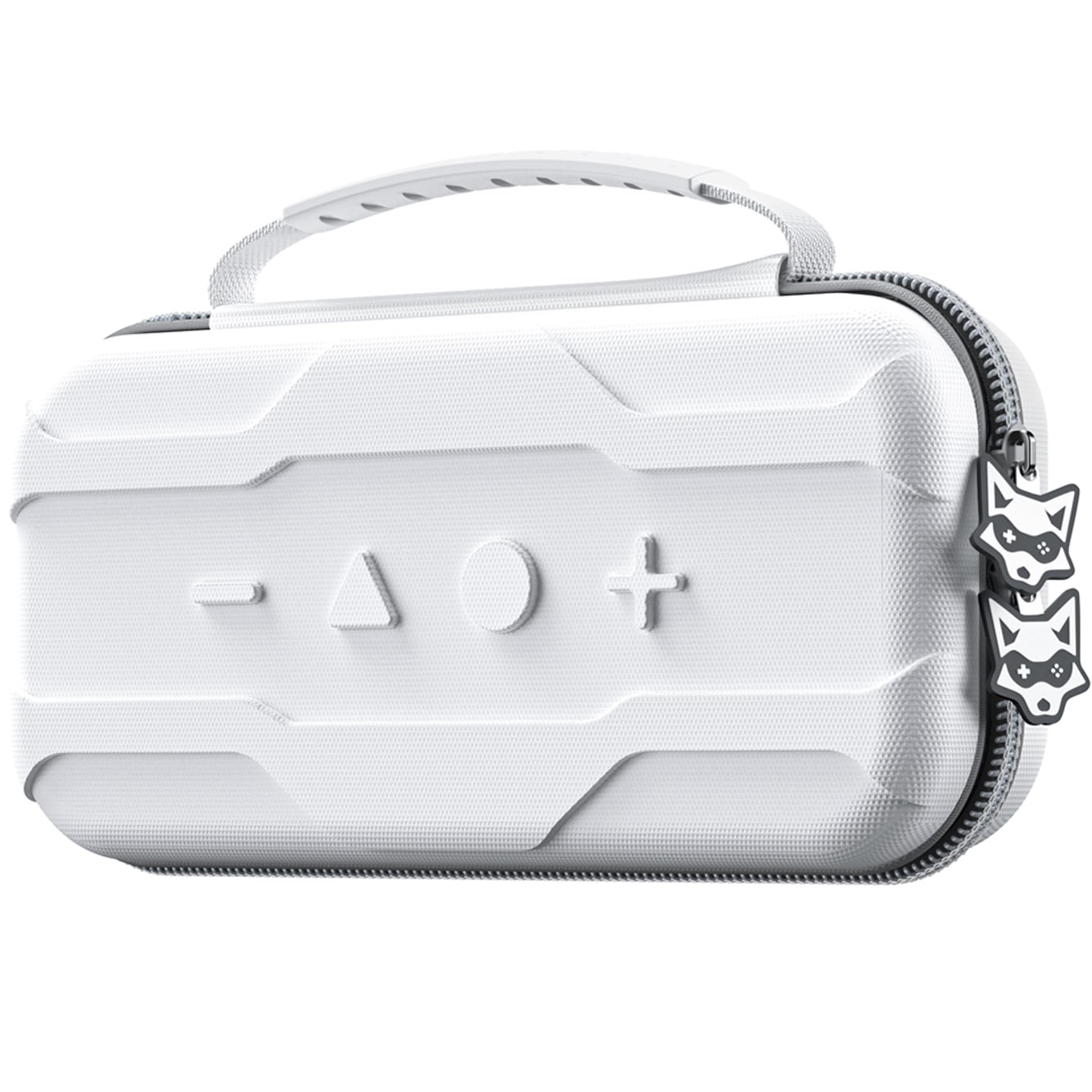 AXYBCOOL Switch Carry Case Compatible with Nintendo Switch 2(2025)  Portable Hard Shell Switch 2 Case Travel Protective for Accessories and Games with Cute Fox shaped Zippers-White