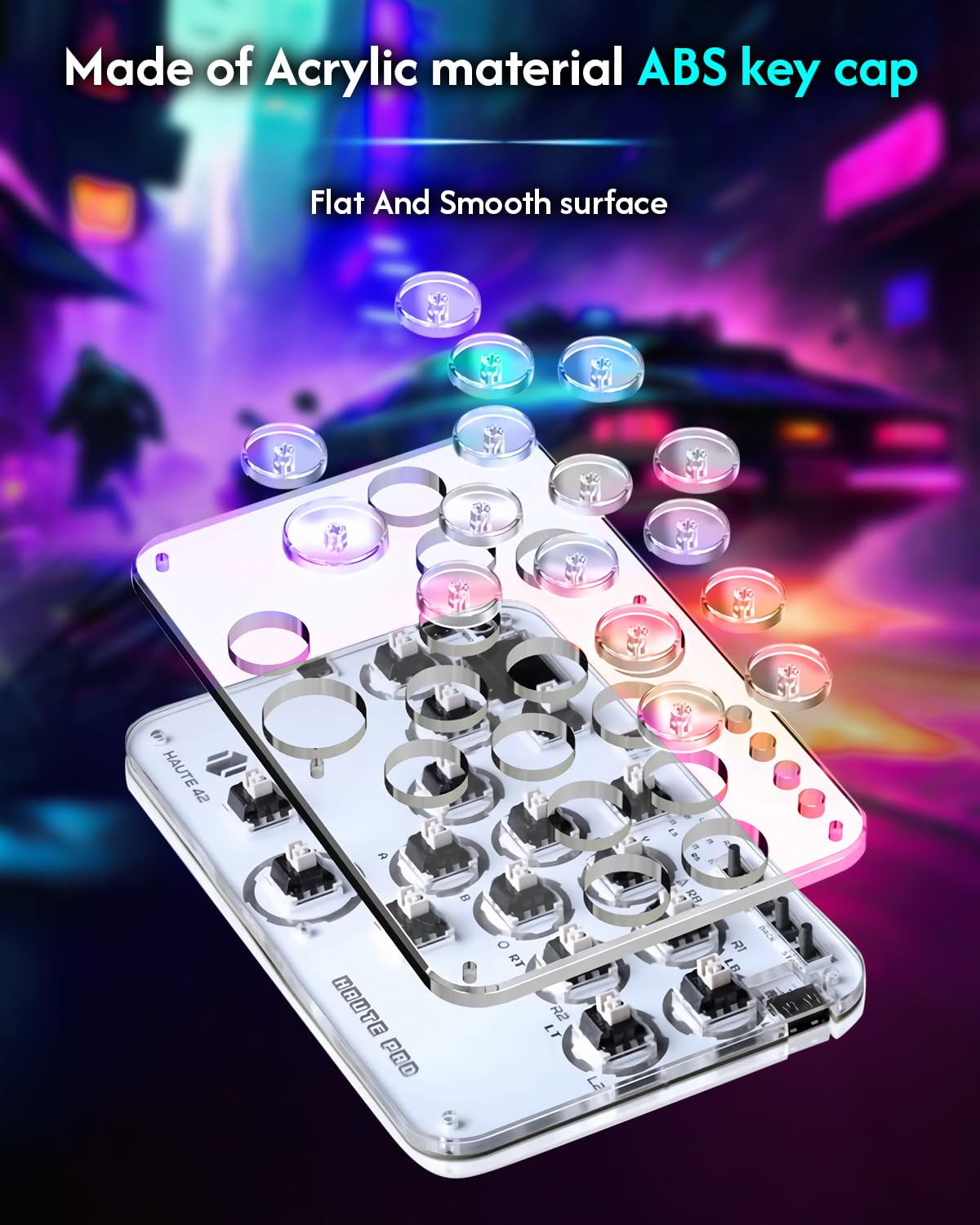 Sehawei Haute42 Arcade Stick - 16 Keys, Custom RGB, Turbo Functions, G16 Model, Compatible with PC/PS3/PS4/Switch