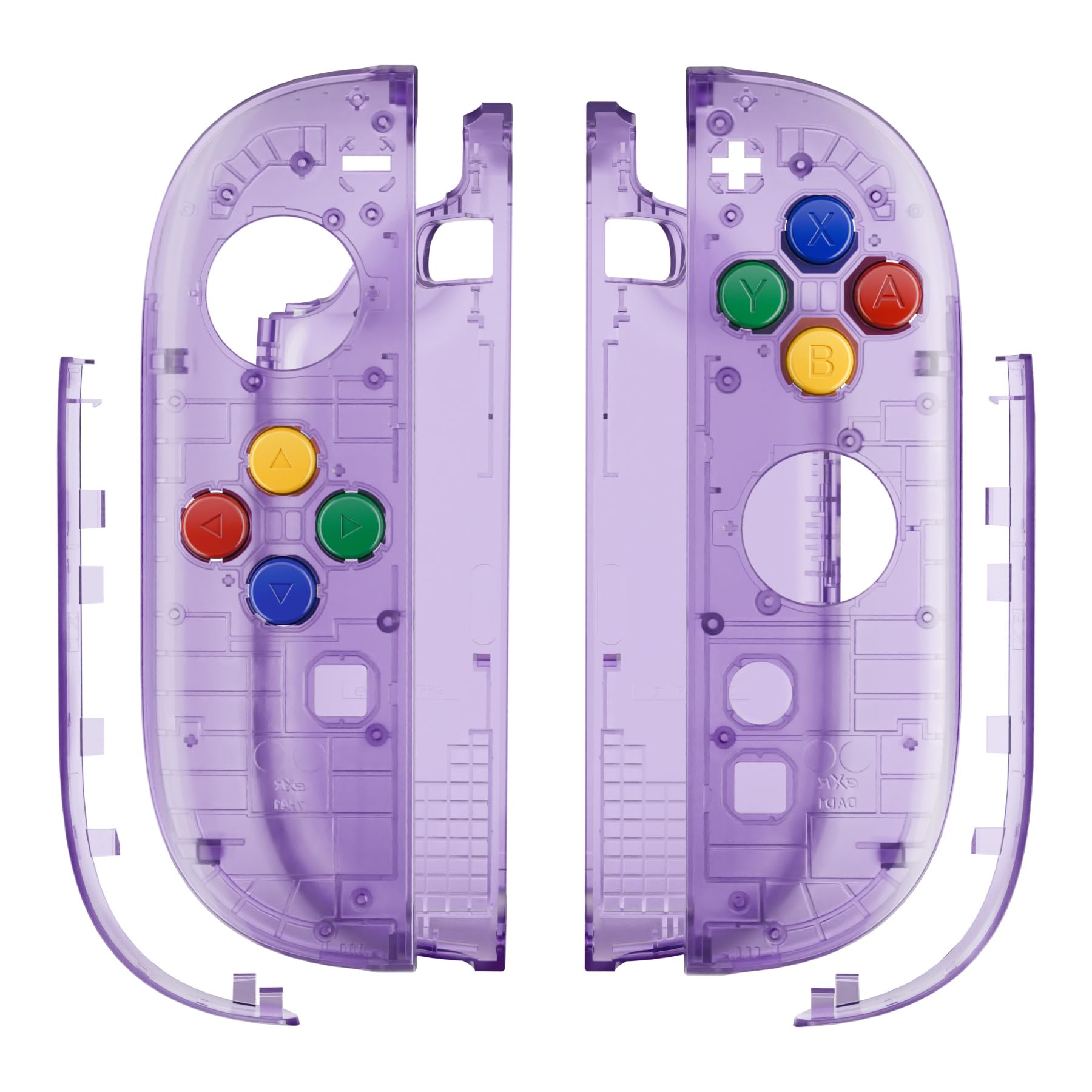 eXtremeRate DIY Replacement Shell Buttons for Joycon 2  Housing Faceplate Case + Decorative Strips + ABXY Direction Keys + Tool for Nintendo Switch 2 Controller - Essence Version - Clear Atomic Purple
