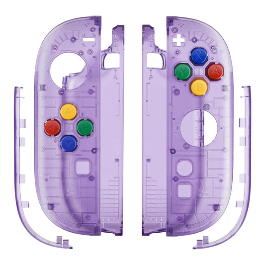 eXtremeRate DIY Replacement Shell Buttons for Joycon 2  Housing Faceplate Case + Decorative Strips + ABXY Direction Keys + Tool for Nintendo Switch 2 Controller - Essence Version - Clear Atomic Purple