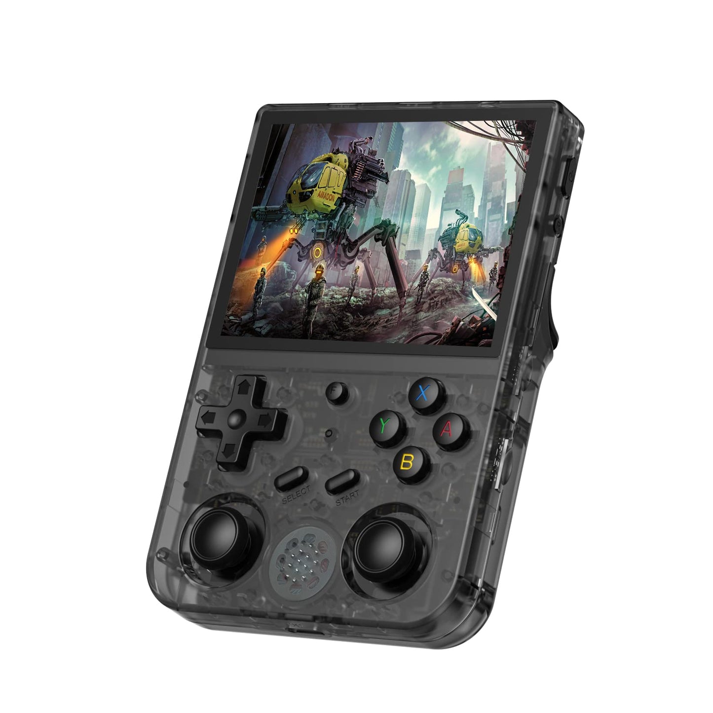 RG353V Handheld Game Console 3.5 Inch IPS Screen 640*480 High Resolution CPU RK3566 Quad-Core OS Android 11  Linux 2G/64G+16G 3200mAh Battery(Black Transparent)