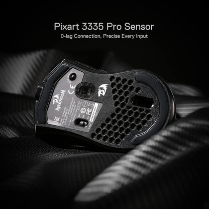 Redragon M808 Storm Pro Wireless Gaming Mouse - 16,000 DPI, RGB Honeycomb Design, Black, Model M808 2.4Ghz