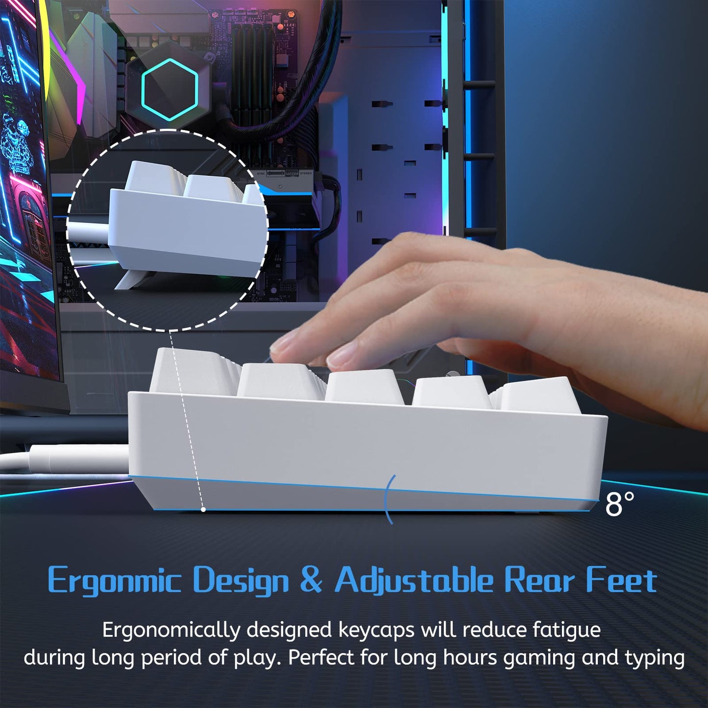 DIERYA DK61se 60% Mechanical Keyboard, Brown Switches, LED Backlit, White, Ultra-Compact Mini Gaming Keyboard for PC and Laptop