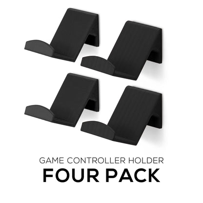 BRAINWAVZ Game Controller Holder Wall Mount Stand - 4 Pack, Black, Fits XBOX, PS5, PS4, Nintendo, Easy to Install, Model BWAVZ-UGC
