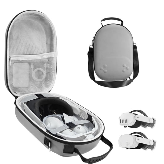 bibuks Hard Carrying Case Compatible with Oculus Meta Quest 3/3S VR Headset fine design Strap and Touch Controller Accessories Carry Case Hard Shell Tpartyl Storage Bag (Grey)