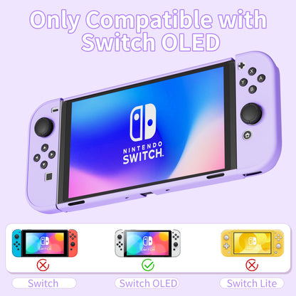 RHOTALL 3 in 1 Purple Protective Case for Nintendo Switch OLED - Dockable, Shock-Absorption, Anti-Scratch Design, Model 01