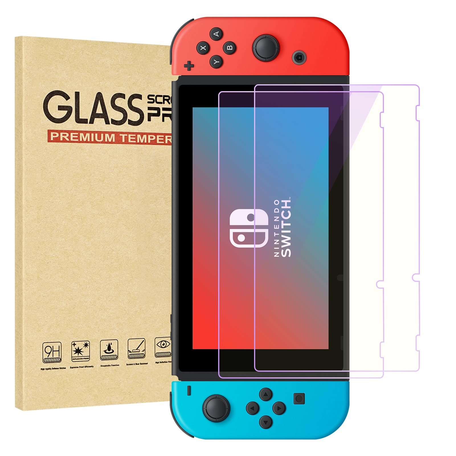Jngnpn 2-Pack Blue Light Blocking Screen Protector for Switch Model 2017 [6.2 Inch]- Anti Glare  Anti Scratch Anti Fingerprint  Eye Protection Film HD Clear  Bubble Free  9H Hardness