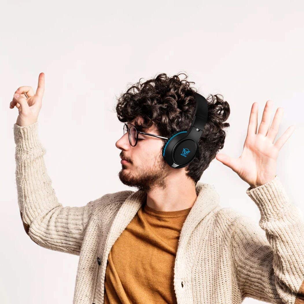 MASACEGON Gaming Headset - Noise Cancelling, Bass Surround, Over-Ear, Wired, Blue-Black, Compatible with Nintendo Switch, Xbox, PS4/PS5