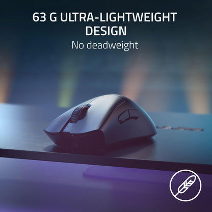 Razer DeathAdder V3 Pro Wireless Gaming Mouse - 63g, 8000 Hz, Black, Focus Pro 30K Sensor, 5 Programmable Buttons, RZ01-046303