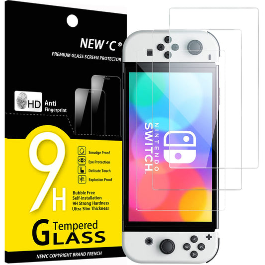 NEWc 3 Pack] Designed for Nintendo Switch (model OLED) Screen Protector Tempered glass  case Friendly Ultra Resistant