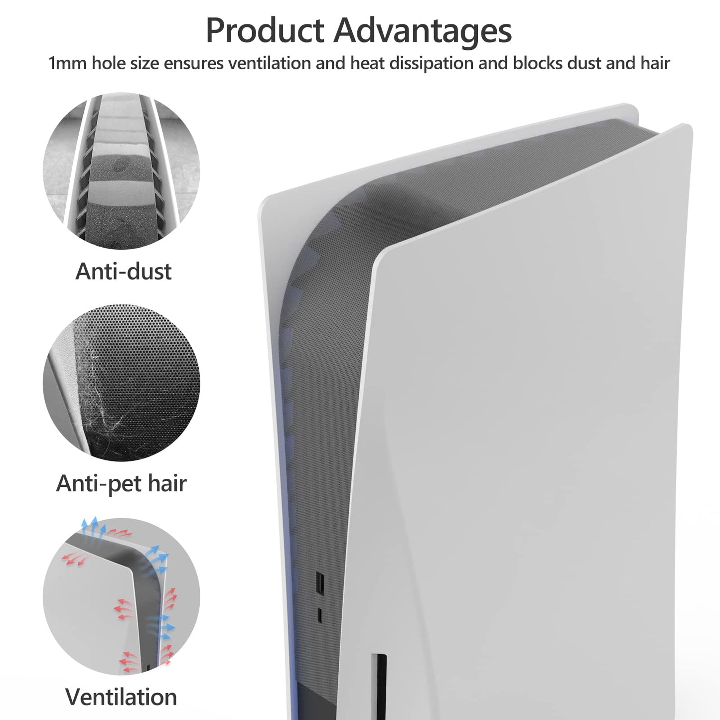 AJKTHGE Dust Cover Net for PS5 - Anti-Dust, Grey Lattice, Compatible with Optical & Digital Versions