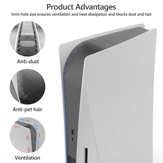 AJKTHGE Dust Cover Net for PS5 - Anti-Dust, Grey Lattice, Compatible with Optical & Digital Versions
