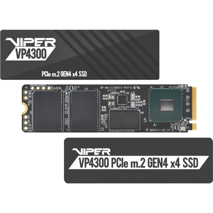 Patriot Viper VP4300 2TB M.2 PCIe Gen4 SSD - Black, 0.3"x0.9"x3.1", Model VP4300-2TB