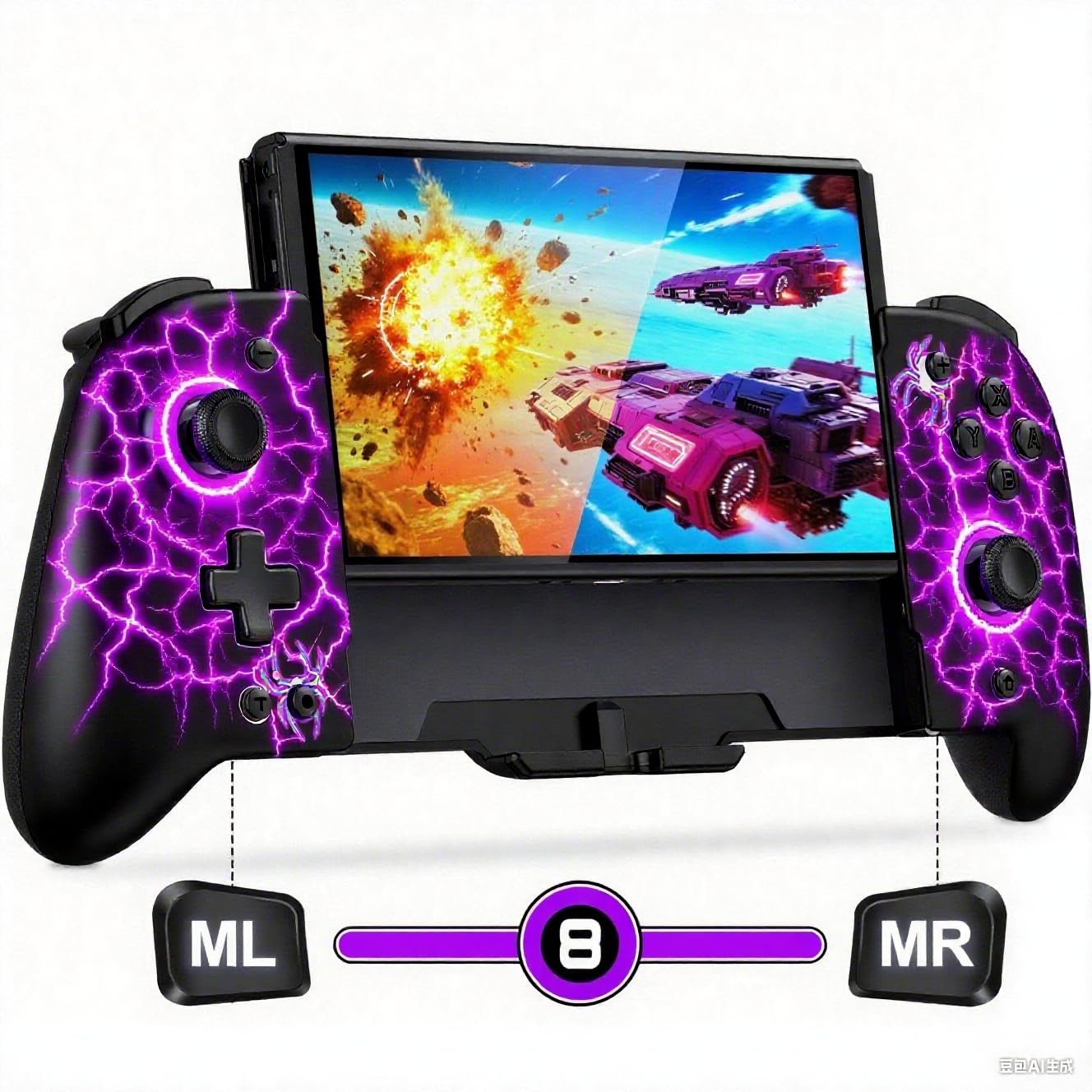 Spican Switch Controllers for Nintendo Switch/OLED  Switch Pro Controller One-Piece Joypad  Full-Size Ergonomic Handheld Mode Controller with Battery/Turbo/Programming for Switch Games