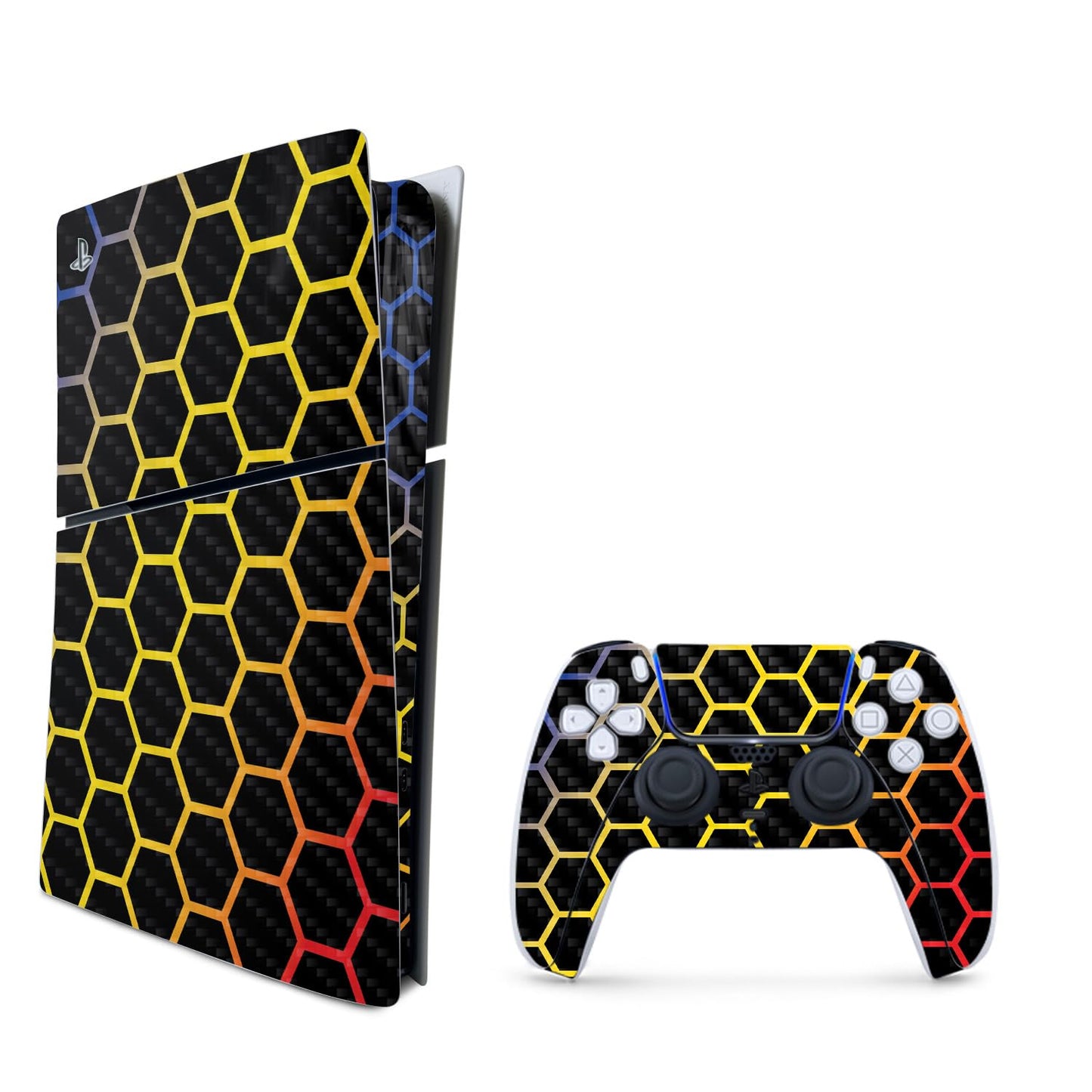 MightySkins Carbon Fiber Skin for PS5 Playstation 5 Slim Digital Edition Bundle - Primary Honeycomb Protective  Durable Textured Carbon Fiber Finish Easy to Apply Made in The USA