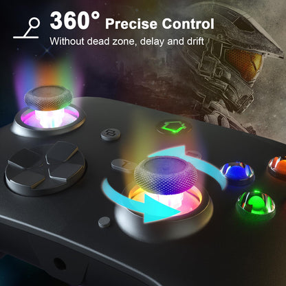 conwin Wired Game Controller for X-BOX-1/PC, RGB LED, Turbo, Programmable, Vibration, Black