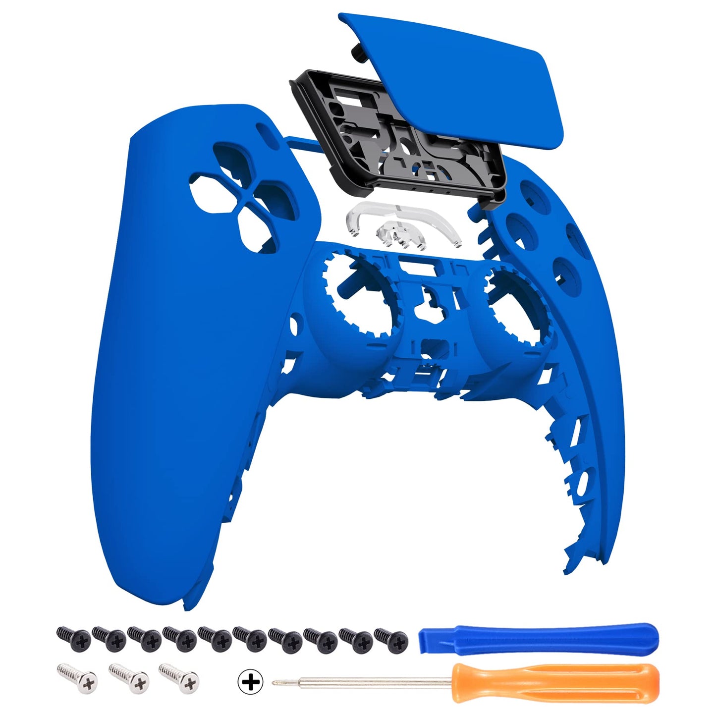 eXtremeRate Blue Soft Touch Touchpad Front Top Shell Compatible with ps5 Controller BDM-010 020 030 040 050  DIY Replacement Shell Custom Touch Pad Cover Compatible with ps5 Controller