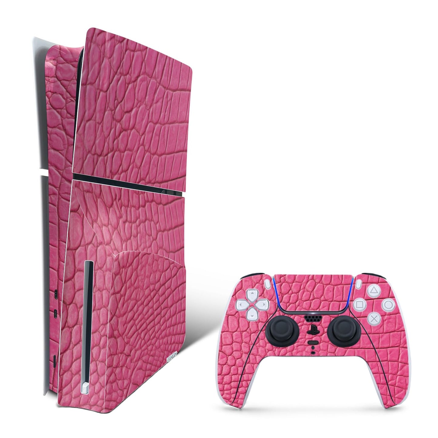 MightySkins Skin Compatible with Playstation 5 Slim Disk Edition Bundle - Pink Gator Skin | Protective  Durable  and Unique Vinyl Decal wrap Cover | Easy to Apply | Made in The USA