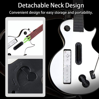 NBCP Wireless Guitar Controller for Nintendo Wii - Compatible with Guitar Hero, Rock Band 2 & 3, White, Model KT613W