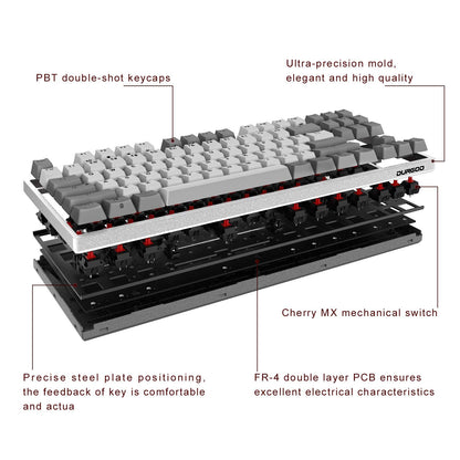 DURGOD Taurus K320 TKL Mechanical Gaming Keyboard - 87 Keys, Cherry Brown Switches, White, USB Type C, Double Shot PBT, NKRO