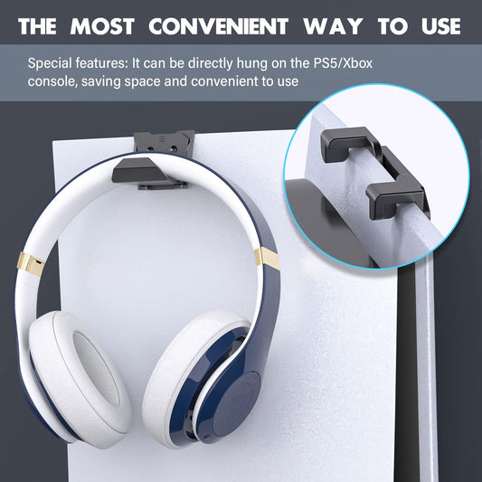 Hollabudz Controller Wall Mount for PS5/PS4/Xbox/Switch - 6 Pack Adhesive Headset Holder, PS5 Accessories