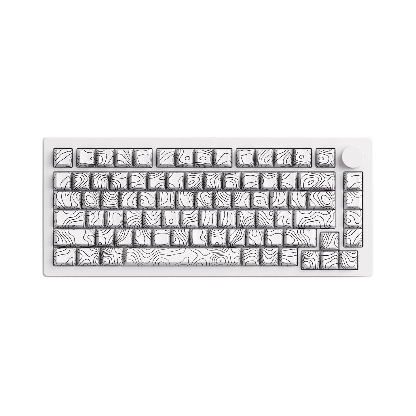 M1 V5 Aluminum Mechanical Keyboard 75% Topographic Theme Quick Release Gaming Keyboard with Knob  8000 mAH RGB Hot-swappable White Custom Keyboard with Side-printed Keycaps Pre lubed Piano Switch