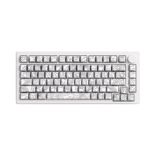 M1 V5 Aluminum Mechanical Keyboard 75% Topographic Theme Quick Release Gaming Keyboard with Knob  8000 mAH RGB Hot-swappable White Custom Keyboard with Side-printed Keycaps Pre lubed Piano Switch
