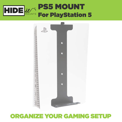 HIDEit Mounts PS5 Wall Mount & Controller Bundle - Steel Wall Mount & Rubber Dipped Holder - Not PS5 Slim Compatible
