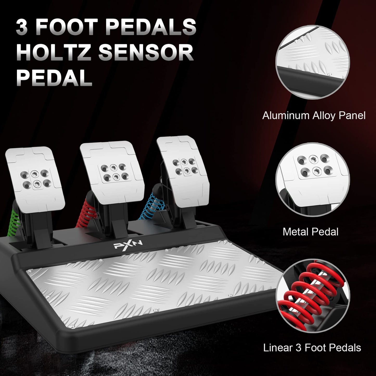 PXN Force Feedback Steering Wheel V10 - 270°/900° Rotation, Pedals & Gear Lever for PC/PS4/Xbox Series X|S, Black