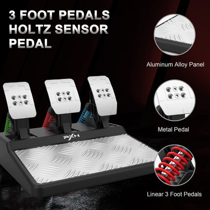 PXN Force Feedback Steering Wheel V10 - 270°/900° Rotation, Pedals & Gear Lever for PC/PS4/Xbox Series X|S, Black