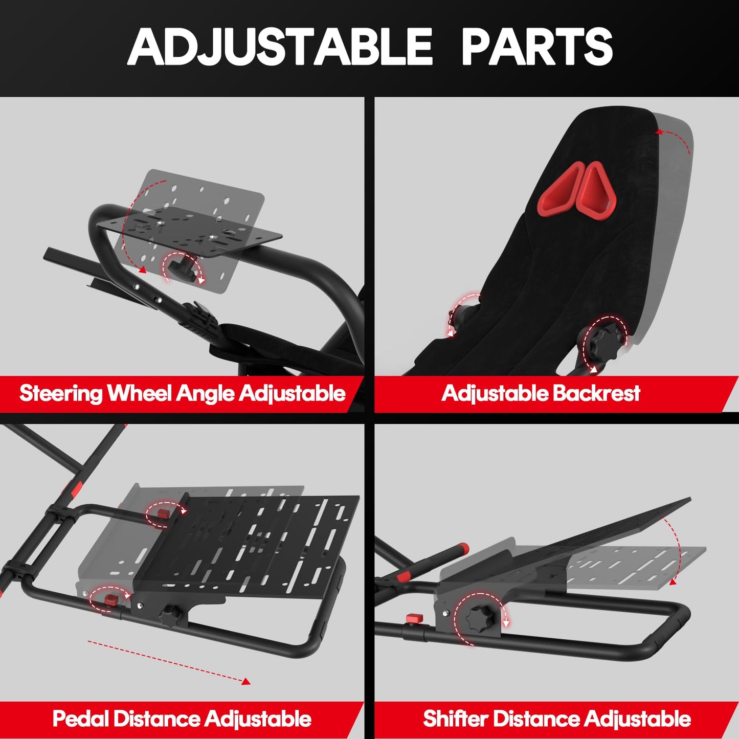 RACGTING Racing Simulator Cockpit for G920/G29/G923, Compatible with T248/T300RS, Black Racing Wheel Stand