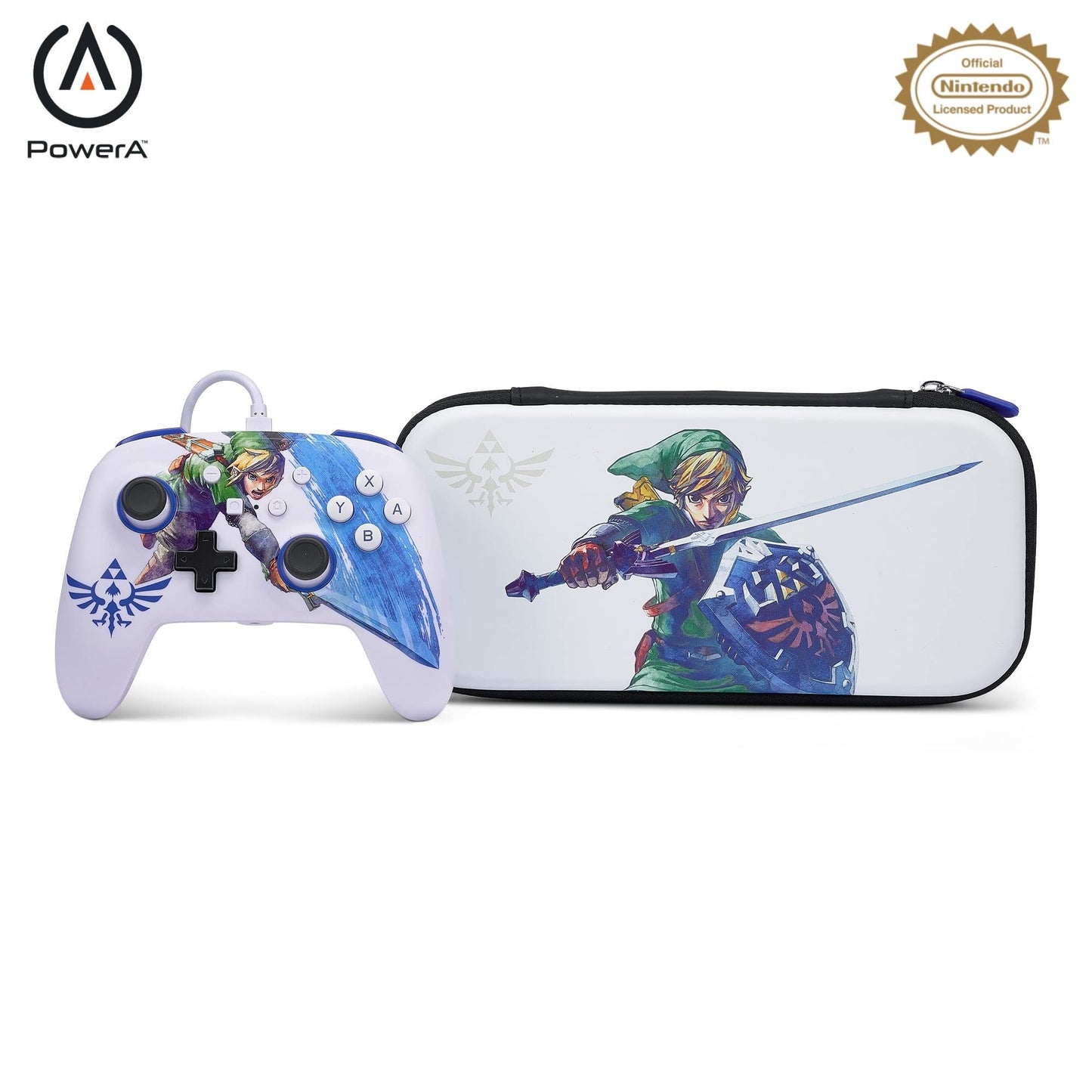 PowerA Enhanced Wired Controller and Slim Case for Nintendo Switch - Master Sword  Protective Case  Gaming Case  Gamepad  Game Controller  Wired Controller  Officially licensed