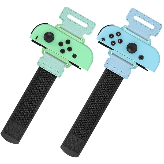 YUANHOT Wrist Bands for Nintendo Switch Just Dance 2025 2024 2023 2022 & Zumba Burn It Up  Adjustable Elastic Straps for Switch & Switch OLED Joy Con Controller  2 Pack for Kid and Adult - Green/Blue