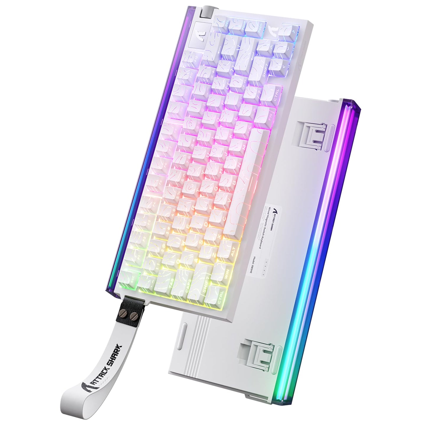 ATTACK SHARK R85 HE Wired Rapid Trigger Mechanical RGB Gaming Keyboard with Custom Lightbox 8KHz Polling Rate 0.005mm RT Accuracy 0.08MS Latency Hall Effect Magnetic Switch Driver for PC-White Contour