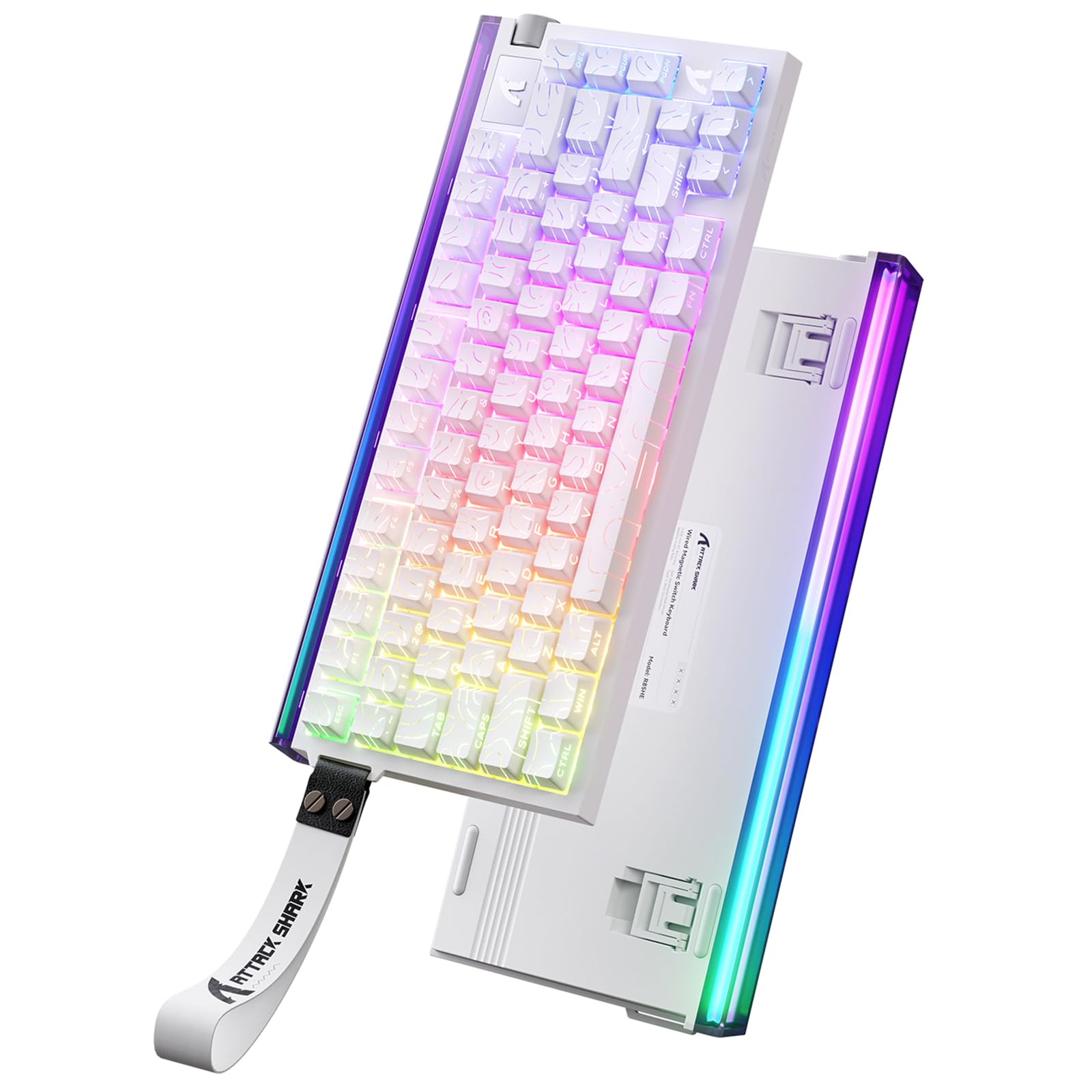 ATTACK SHARK R85 HE Wired Rapid Trigger Mechanical RGB Gaming Keyboard with Custom Lightbox 8KHz Polling Rate 0.005mm RT Accuracy 0.08MS Latency Hall Effect Magnetic Switch Driver for PC-White Contour